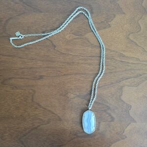 Kendra Scott Reid Long Pendant Necklace in silver blue lace agate. Rare find